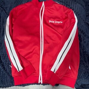 Palm Angels Red Zip Up Sweater for Men